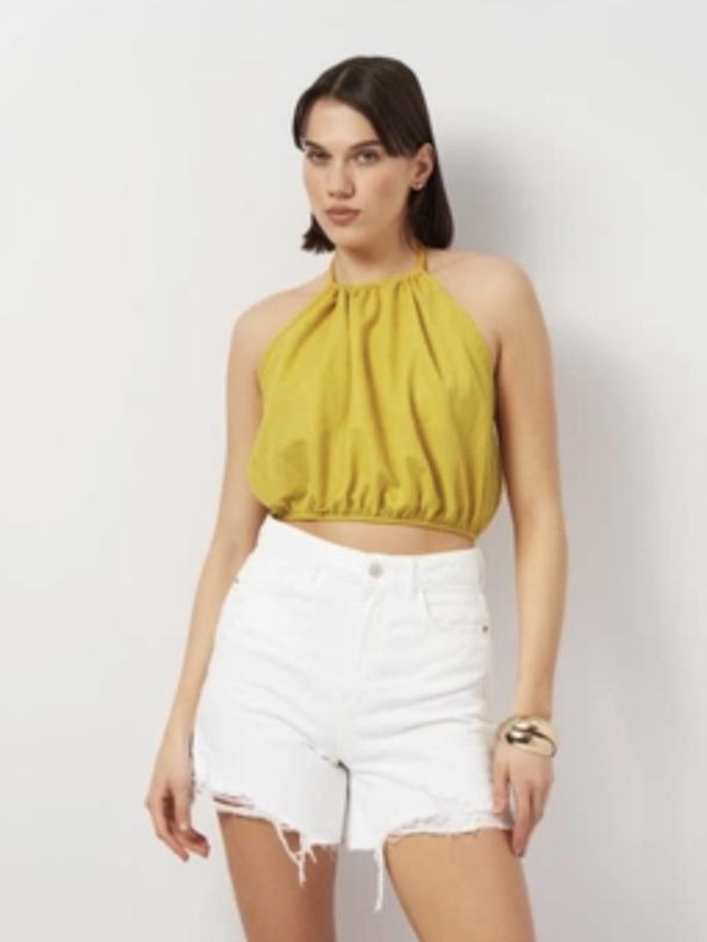 Zara Yellow Crop Top Halter NWT Women’s Size - L